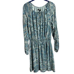 White House Black Market‎ Womens Blue Paisley Dress Size 8 Fully Lined Fairy
